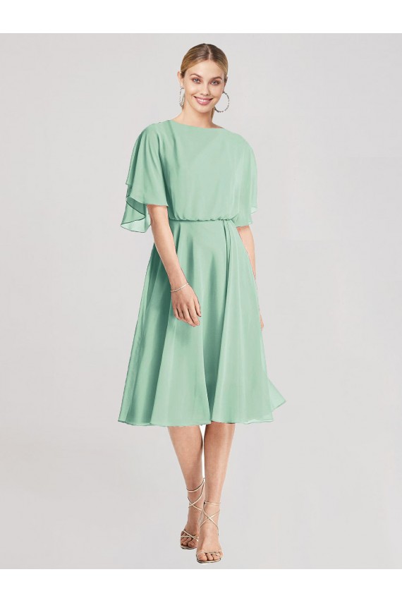 Magasins de Menthe verte Trapèze Mousseline Courte Robes demoiselle d'honneur