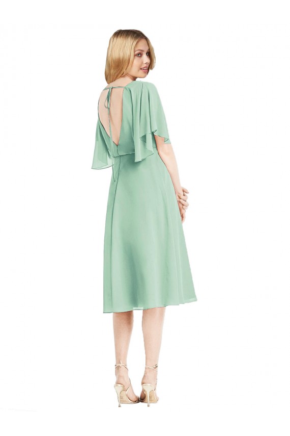 Magasins de Menthe verte Trapèze Mousseline Courte Robes demoiselle d'honneur
