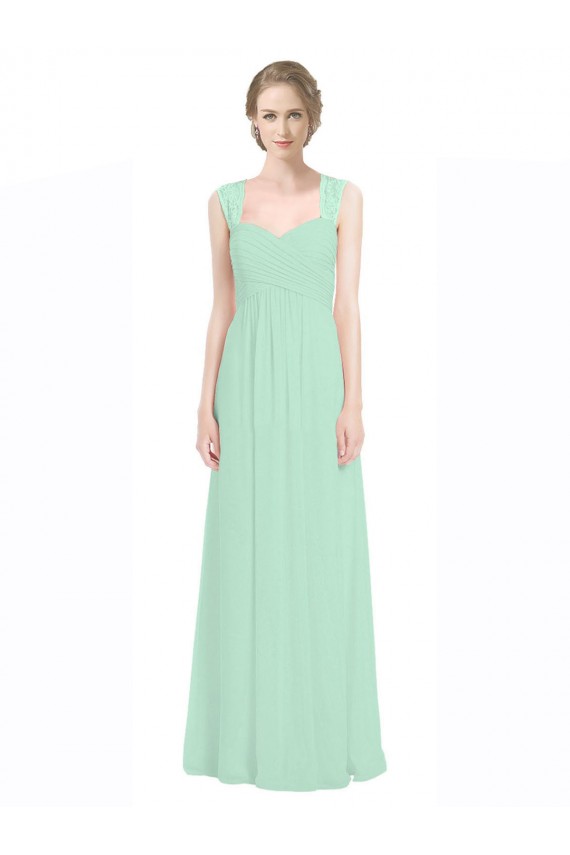 Magasins de Menthe verte Trapèze Mousseline Dentelle Longue Robes demoiselle d'honneur