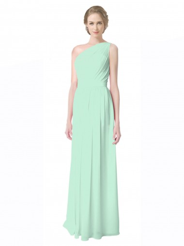 Magasins de Menthe verte Trapèze Mousseline Longue Robes demoiselle d'honneur