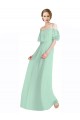 Magasins de Menthe verte Trapèze Épaule Dénudée Bretelles spaghetti Mousseline Longue Robes demoiselle d'honneur