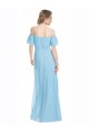 Magasins de Menthe verte Trapèze Épaule Dénudée Bretelles spaghetti Mousseline Longue Robes demoiselle d'honneur