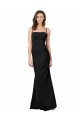 Magasins de Noir Fourreau Bretelles spaghetti Col Carré Crêpe Stretch Longue Formelles Robes demoiselle d'honneur / Robes de soirée / Robes de bal