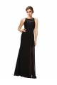 Magasins de Noir Fourreau Col Haut Mousseline Dentelle Longue Robes demoiselle d'honneur