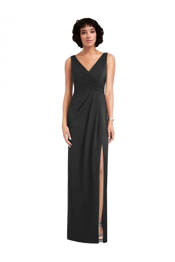 Magasins de Noir Fourreau Col V Spandex Longue Formelles Robes demoiselle d'honneur / Robes de soirée / Robes de bal