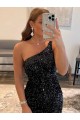 Magasins de Noir Fourreau Courte Paillettes Velours Courte Robes de bal