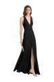 Magasins de Noir Fourreau Licou Col V Crêpe Stretch Longue Formelles Robes demoiselle d'honneur / Robes de soirée / Robes de bal