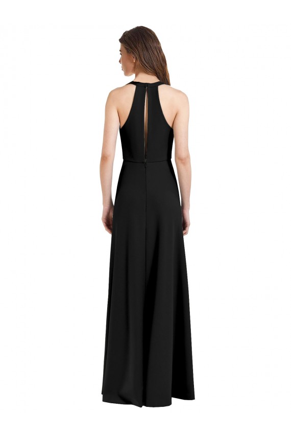Magasins de Noir Fourreau Licou Col V Crêpe Stretch Longue Formelles Robes demoiselle d'honneur / Robes de soirée / Robes de bal