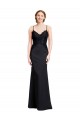 Magasins de Noir Sirène Bretelles spaghetti Col V Crêpe Stretch Longue Robes demoiselle d'honneur / Robes de bal