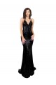 Magasins de Noir Sirène Col V Paillette Longue Formelles Robes demoiselle d'honneur / Robes de soirée / Robes de bal