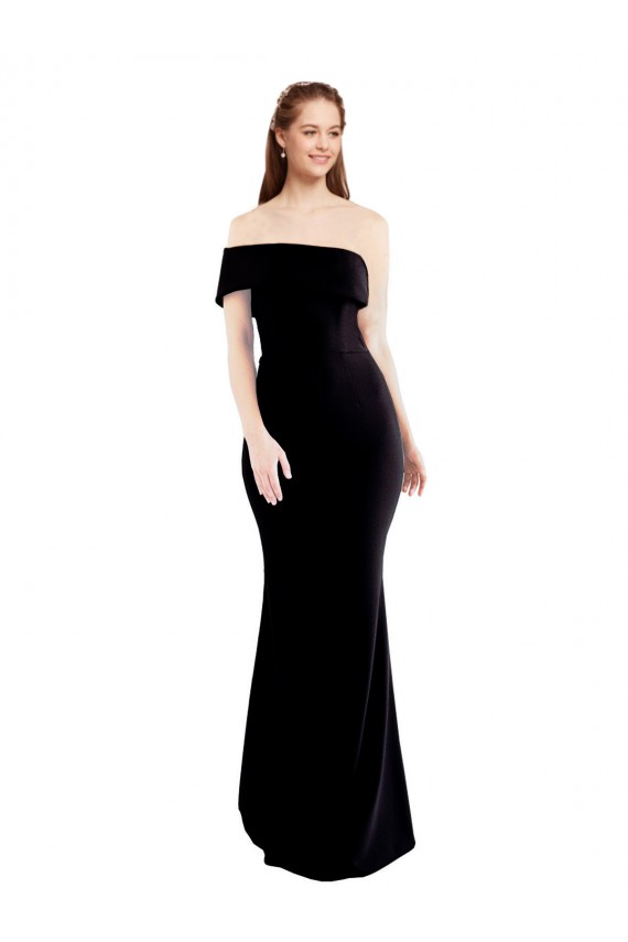 Magasins de Noir Sirène Crêpe Stretch Longue Formelles Robes demoiselle d'honneur / Robes de soirée / Robes de bal