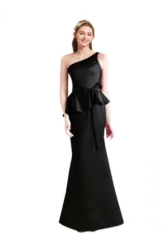 Magasins de Noir Sirène Satiné Longue Robes demoiselle d'honneur