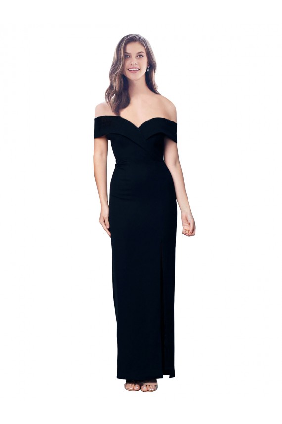 Magasins de Noir Sirène Épaule Dénudée Crêpe Stretch Longue Formelles Robes demoiselle d'honneur / Robes de soirée / Robes de bal