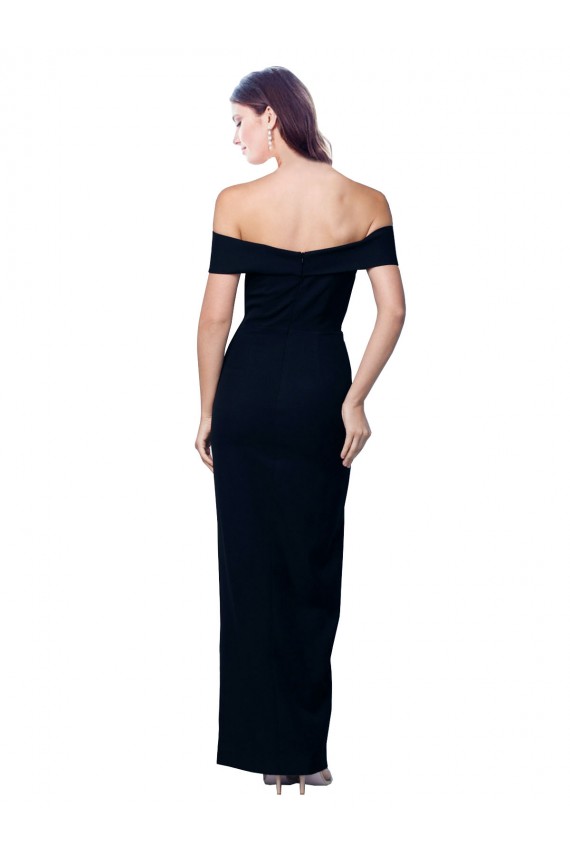 Magasins de Noir Sirène Épaule Dénudée Crêpe Stretch Longue Formelles Robes demoiselle d'honneur / Robes de soirée / Robes de bal