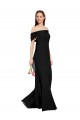 Magasins de Noir Sirène Épaule Dénudée Mousseline Longue Robes demoiselle d'honneur / Robes de bal