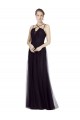 Magasins de Noir Trapèze Bretelles spaghetti Col Haut Tulle Longue Robes demoiselle d'honneur