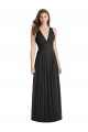 Magasins de Noir Trapèze Col V Mousseline Longue Robes demoiselle d'honneur