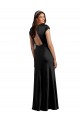 Magasins de Noir Trapèze Col V Satiné Stretch Longue Formelles Robes demoiselle d'honneur / Robes de soirée / Robes de bal