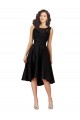 Magasins de Noir Trapèze Illusion midi Satiné Dentelle Courte Asymétrique Robes demoiselle d'honneur / Robes de cocktail