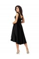 Magasins de Noir Trapèze Illusion midi Satiné Dentelle Courte Asymétrique Robes demoiselle d'honneur / Robes de cocktail