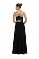 Magasins de Noir Trapèze Licou Mousseline Dentelle Longue Robes demoiselle d'honneur