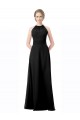 Magasins de Noir Trapèze Licou Mousseline Longue Robes demoiselle d'honneur