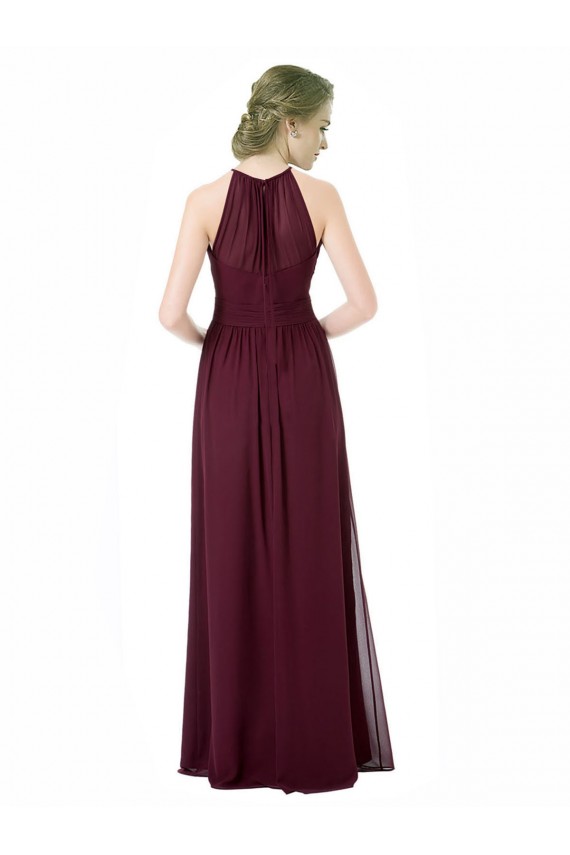 Magasins de Noir Trapèze Licou Mousseline Longue Robes demoiselle d'honneur