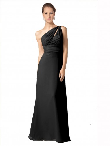 Magasins de Noir Trapèze Mousseline Longue Robes demoiselle d'honneur