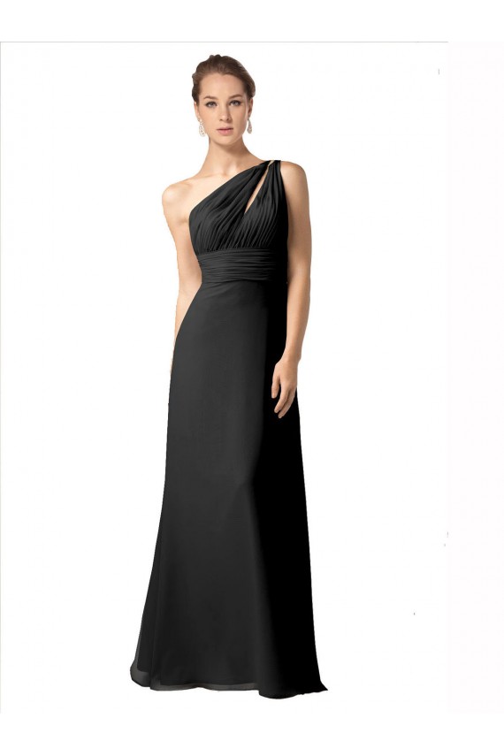 Magasins de Noir Trapèze Mousseline Longue Robes demoiselle d'honneur