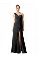 Magasins de Noir Trapèze Mousseline Longue Robes demoiselle d'honneur