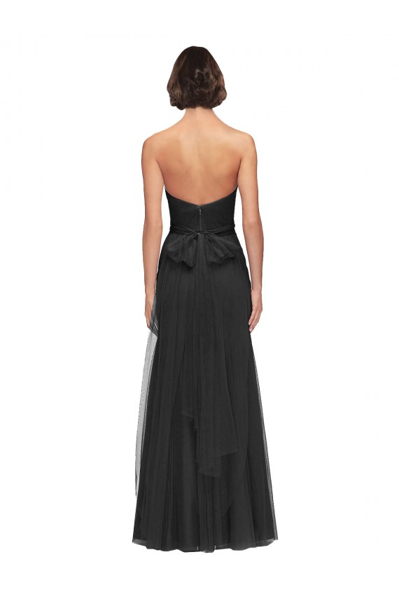 Magasins de Noir Trapèze Tulle Longue Robes demoiselle d'honneur