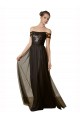 Magasins de Noir Trapèze Épaule Dénudée Tulle Paillette Longue Robes demoiselle d'honneur