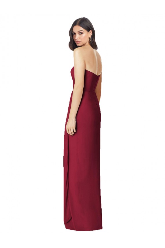Magasins de Olive verte Trompette Sans bretelle Mousseline Longue Robes demoiselle d'honneur