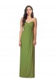 Magasins de Olive verte Trompette Sans bretelle Mousseline Longue Robes demoiselle d'honneur