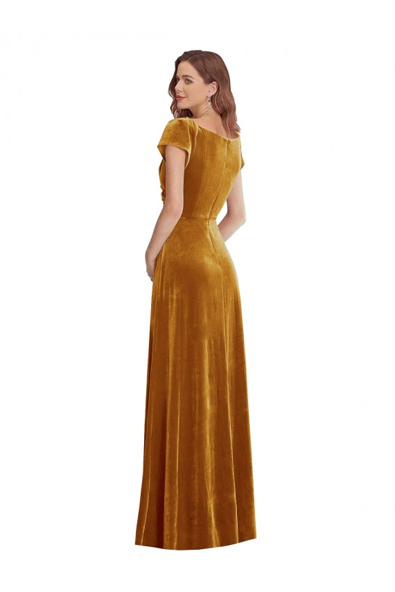 Magasins de Or Fourreau Col V Velours Stretch Longue Formelles Robes demoiselle d'honneur / Robes de soirée / Robes de bal