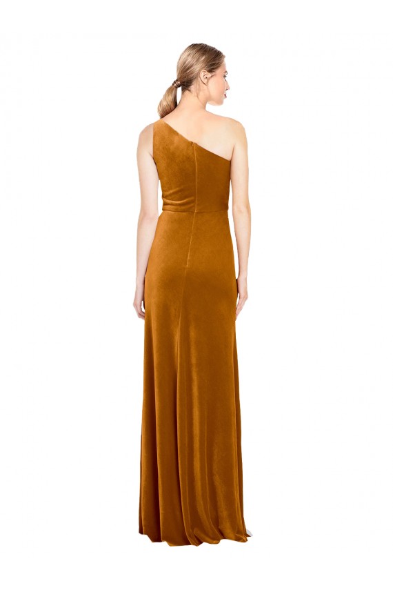 Magasins de Or Trapèze Velours Stretch Longue Formelles Robes demoiselle d'honneur / Robes de soirée / Robes de bal