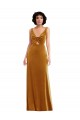 Magasins de Or Trompette Col V Velours Stretch Longue Robes demoiselle d'honneur / Robes de bal
