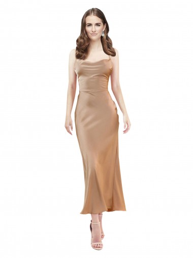 Magasins de Or rose Fourreau midi Satiné Soyeux Courte Robes demoiselle d'honneur / Robes de soirée / Robes de cocktail