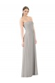 Magasins de Oyster Argent Trapèze Sans bretelle Mousseline Longue Robes demoiselle d'honneur