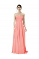 Magasins de Peach Trapèze Sans bretelle Mousseline Longue Robes demoiselle d'honneur