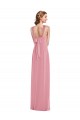 Magasins de Peau Rose Trapèze Licou Mousseline Longue Robes demoiselle d'honneur