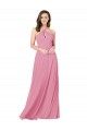 Magasins de Peau Rose Trapèze Licou Mousseline Longue Robes demoiselle d'honneur / Robes de bal
