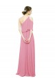 Magasins de Peau Rose Trapèze Mousseline Longue Robes demoiselle d'honneur