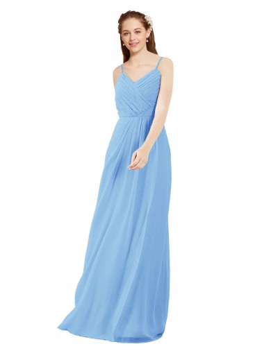 Magasins de Periwinkle Fourreau Col V Mousseline Longue Robes demoiselle d'honneur