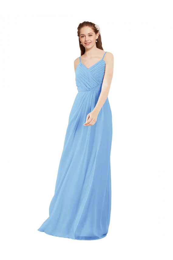 Magasins de Periwinkle Fourreau Col V Mousseline Longue Robes demoiselle d'honneur
