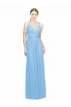 Magasins de Periwinkle Trapèze Bretelles spaghetti Col V Mousseline Longue Robes demoiselle d'honneur