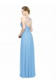 Magasins de Periwinkle Trapèze Bretelles spaghetti Col V Mousseline Longue Robes demoiselle d'honneur