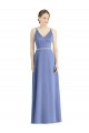 Magasins de Periwinkle Trapèze Bretelles spaghetti Col V Satiné Longue Robes demoiselle d'honneur