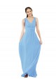 Magasins de Periwinkle Trapèze Col V Mousseline Longue Robes demoiselle d'honneur
