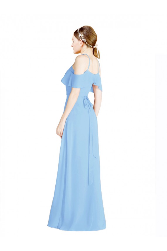 Magasins de Periwinkle Trapèze Licou Mousseline Longue Robes demoiselle d'honneur
